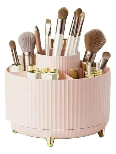 Organizador Giratorio 360 Maquillaje Y Pinceles Rosa