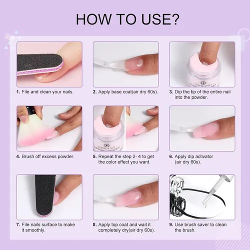 Set De Dip Powder Saviland 15 Ml Base Top Coat Activator