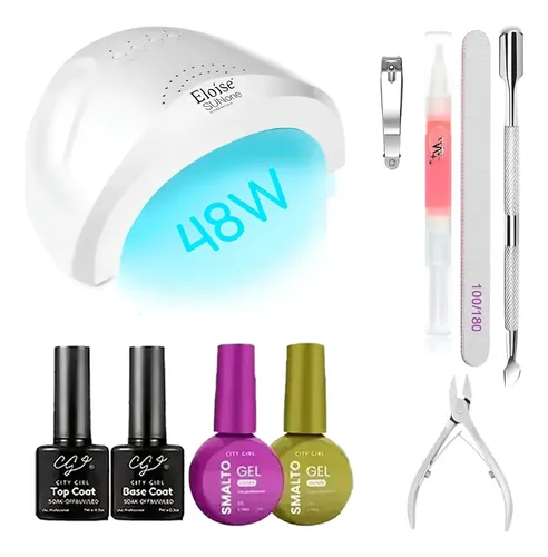 Kit Esmaltado Semipermanente Cabina Uv Led Completo Inicial