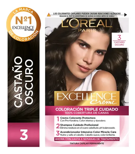 Kit De Coloración Excellence Creme L’oréal Paris Tono 3 Castaño Oscuro