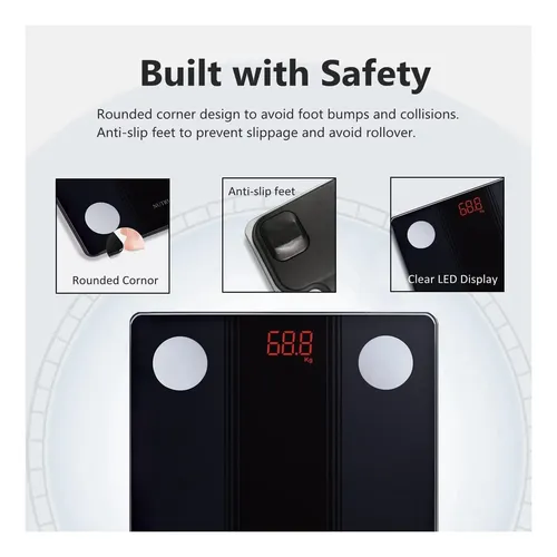 Escala De Baño Nutri Fit Con Bluetooth Smart Y Lectura En Kg