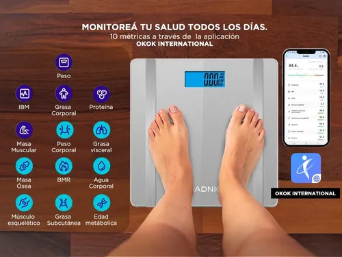Balanza De Baño Bluetooth Electrica 180kg App Grasa Corporal