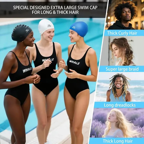 Gorro De Natación De Silicona Whale Impermeable, Antidesliza