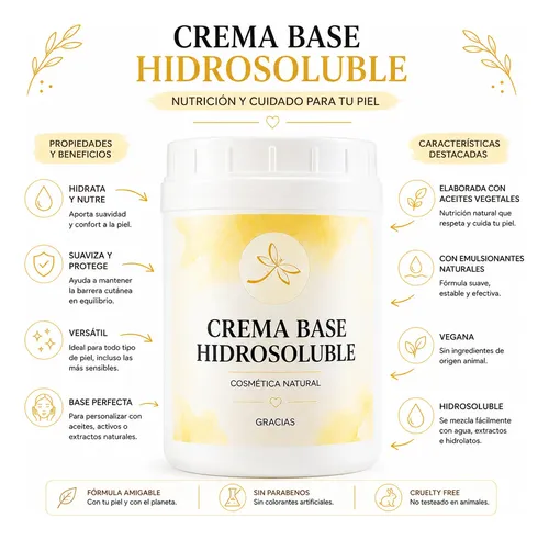 Crema Base Neutra Naturalla 900 Ml Hidrosoluble Hidratante