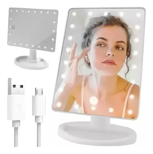 Espejo Maquillaje Led De Tocador 22 Luz Fría Rectangular 360
