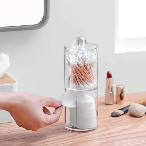 Organizador De Maquillaje Doble De Acrilico Algodon Hisopo