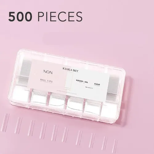 Lápiz Nail Tips Kiara Sky Sin Curva En C, Cuadrado, Transpar