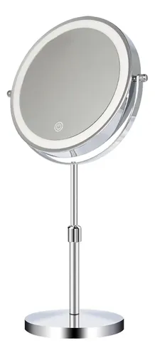 Espejo De Maquillaje De Tocador Con Iluminación Led Ajustable Y Control Táctil Plateado