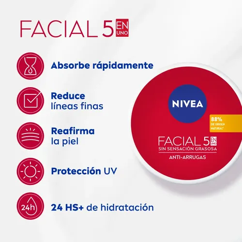 Crema facial 5 en 1 NIVEA Cuidado Antiarrugas para todo tipo de piel x 100 ml