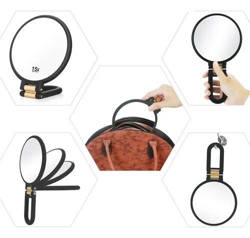 Espejo De Maquillaje Portátil Con Aumento De 15x