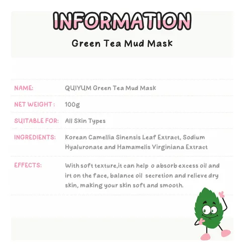Mascarilla Facial De Té Verde Coreano – Poros Y Grasa;