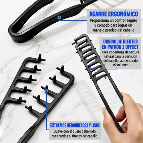 Peine Texturizador Dientes Anchos Volumen Pelo Textura.