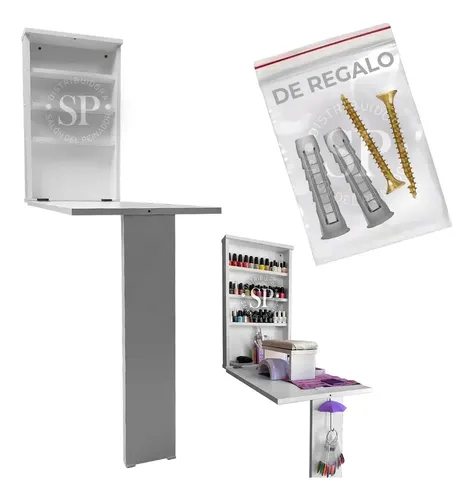 Mesa Profesional Manicuria Plegable Con Estantes Extensible