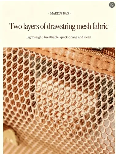 Neceser Organizador De Maquillaje De Red Viaje Caqui Mesh