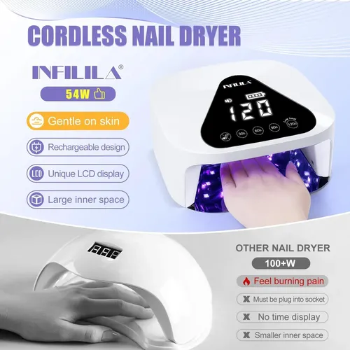 Lámpara Uv Led Inalámbrica Para Uñas Nxj Infilila 54w