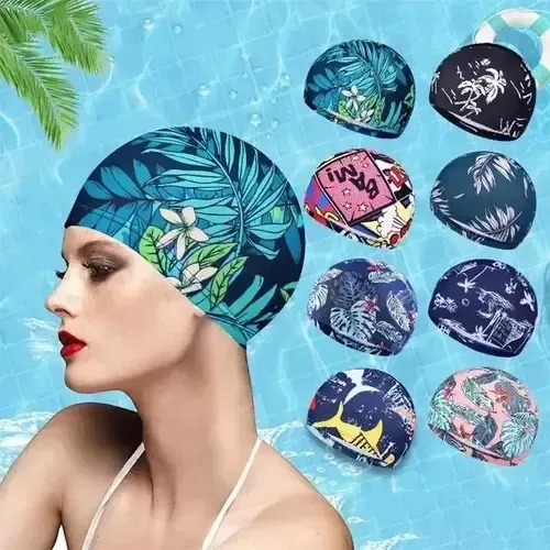 Gorro De Baño De Tela Con Estampados Para Natación Unisex