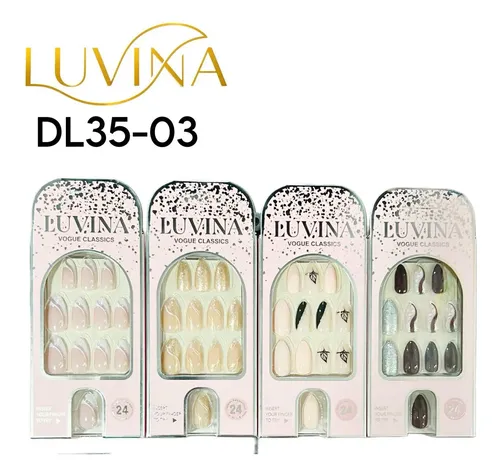 Press On Nails Kit 24 Uñas Postizas Con Adhesivos Luvina