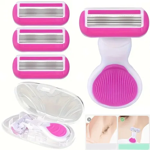Afeitadora Portátil Para Mujer Con 6 Cuchillas, Sin Olor
