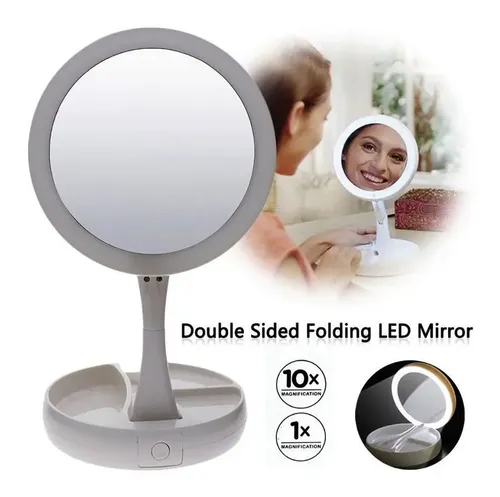 Espejo Doble Plegable Con Luz Led Maquillaje My Foldaway