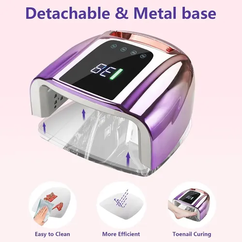 Lámpara Uv Recargable Portátil 96w Secador Uñas Rosa Lila