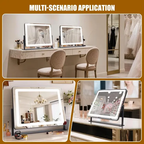 Espejo De Maquillaje Con Luz Led 56x43cm Negro