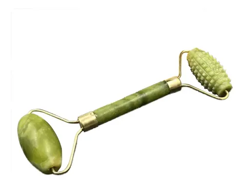 Rodillo Doble Jade Verde Masaje Facial Y Cuello