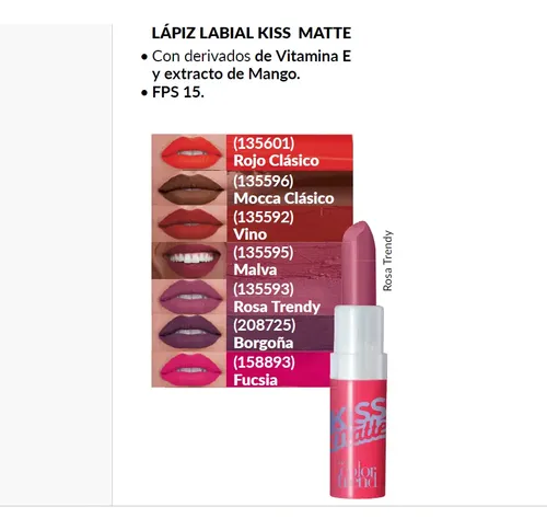 Avon Labial Matte Color Trend Color Vino Fps 15 3.6g Vino