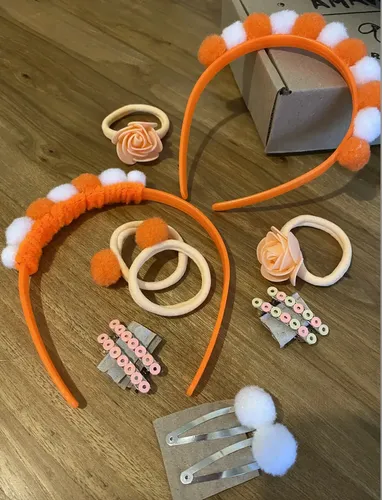 Amawa Vincha, Colitas Y Hebillas Con Pompones Para Pelo Color 324