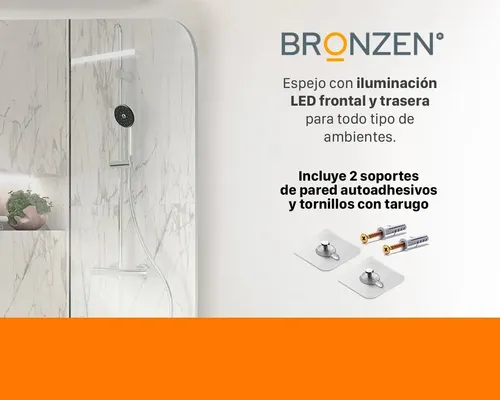 Espejo Horizontal Curvo Con Luz Led Trasera 700x500mm Wc-825