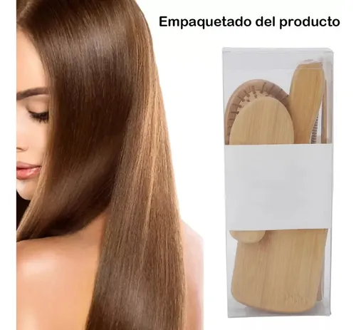 Kit De Cepillo Y Peine De Bambú Antifrizz X, 6 Piezas