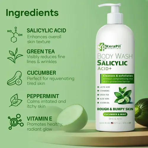 Gel De Baño Kerapil Exfoliante Con Ácido Salicílico 480 Ml X