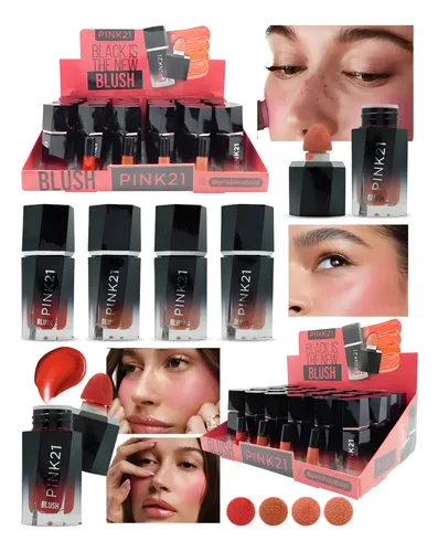 Rubor Líquido Con Esponja Pink 21 Black Is The New Blush Tono 01 7ml