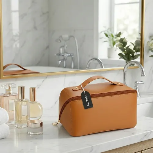 Neceser Porta Maquillaje Eco Cuero Marrón Lookmy | Porta Cosméticos Moscú De Lookmy | Neceser de viaje o baño