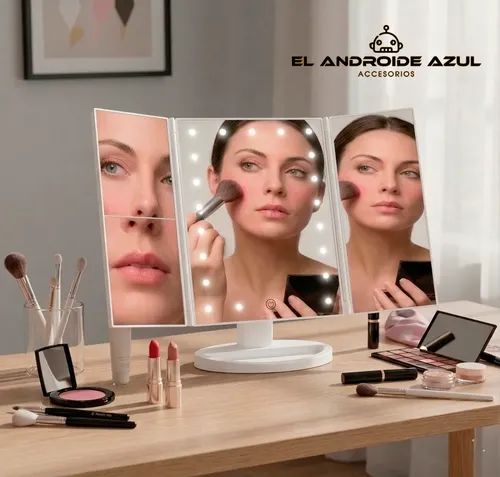 Espejos De Maquillaje Plegable Con Luz Led Táctil 3 Aumentos
