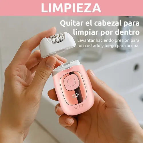 Depiladora Mujer Led Recargable Vgr V-760 18 Pinzas Luz Rosa
