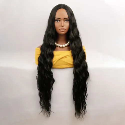 Elegantes Pelucas Largas Para Mujer, Onduladas, Extra Negras