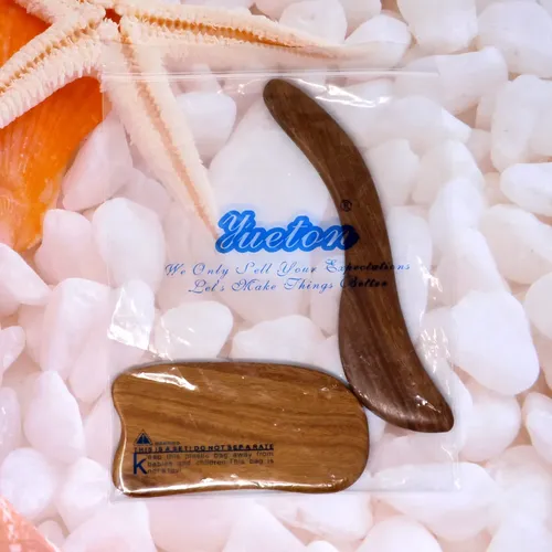 Yueton 2pcs Sándalo Raspado Madera Gua Sha Tabla G