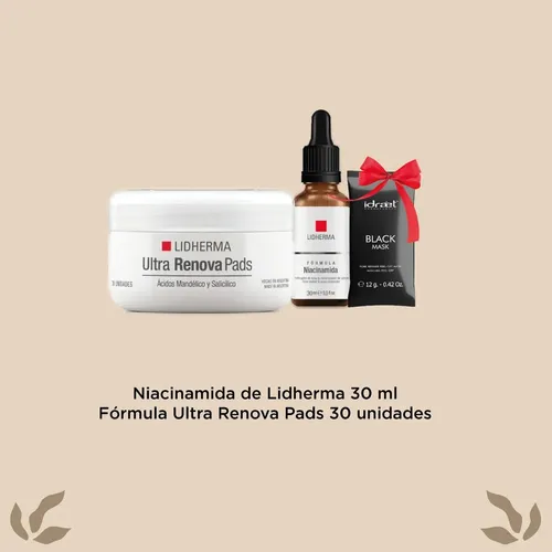 Kit Facial Lidherma Renovador Poros Niacinamida Antiacne