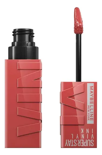 Maybelline Super Stay Vinyl Ink, Labial Líquido de Larga Duración, Efecto Vinilo y Acabado Brillante Instantáneo, Color Intenso por Hasta 16 Horas, Tono Peachy