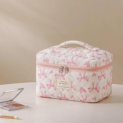 Set 3 Bolsas Maquillaje Algodón Acolchado Grande Neceser