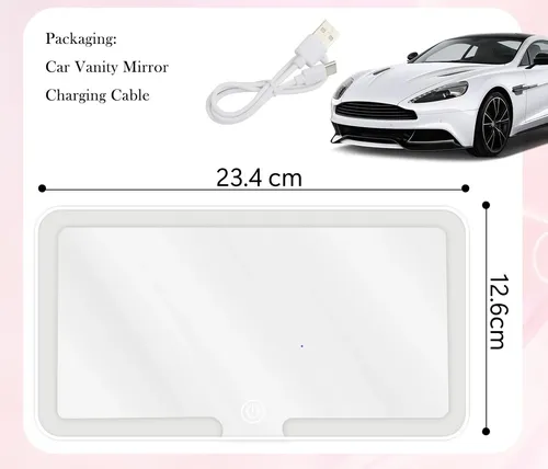 Espejo Auto Parasol Luz Led 3 Intensidades Táctil Recargable