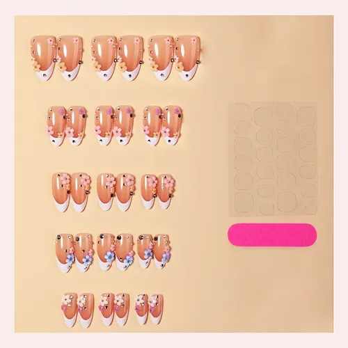 Un Juego De Pegatinas De Uñas Florales Pequeñas De Color Car