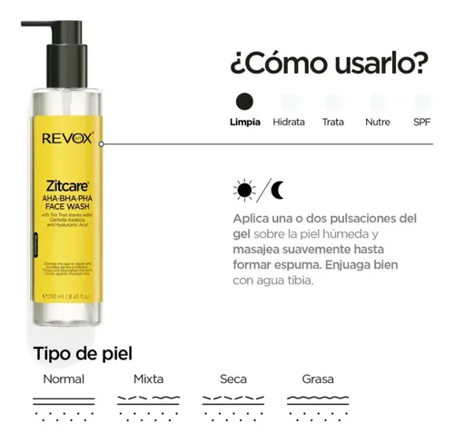 Revox B77 Zitcare Gel Limpieza Facial Aha- Bha- Pha 250ml 9c