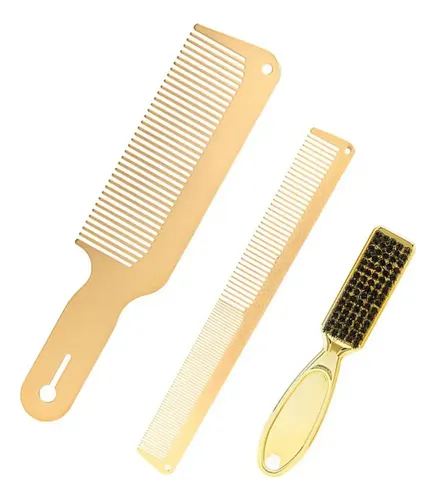 Juego De Peine De Metal Y Cepillo De Barbero Peine De Pelo