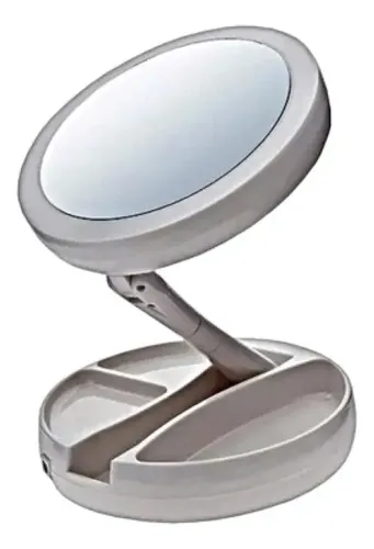 Espejo Doble Plegable Con Luz Led Maquillaje