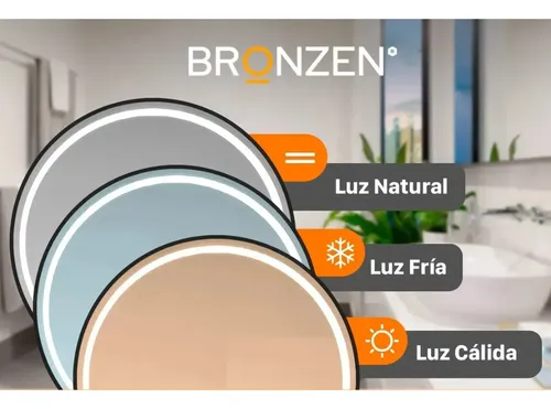 Espejo Redondo Luz Led Frontal Aluminio Dorado 60 Cm