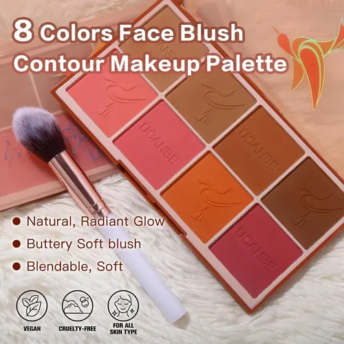 Paleta De Rubor 8 Colores Ucanbe Con Brocha