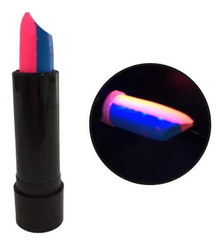 Labial Bicolor Fluo Glow Pinta Cara Maquillaj Brilla Luz Uv Color Turquesa – Fucsia