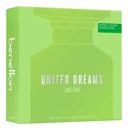 Perfume United Dreams Live Free Benetton Mujer Cofre 80 Ml + Body Lotion 75 Ml