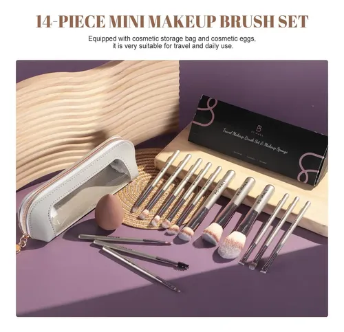 Juego De 14 Brochas De Maquillaje De Viaje Con Estuche